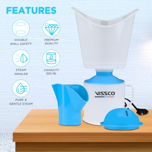 Vissco 3-in-1 Steam Vaporizer for Cold, Cough & Facial | Compact, Safe & Multifunctional Steamer with Skincare Benefits | Home Spa & Nasal Relief Machine | Durable Build with Attachments - Image 4