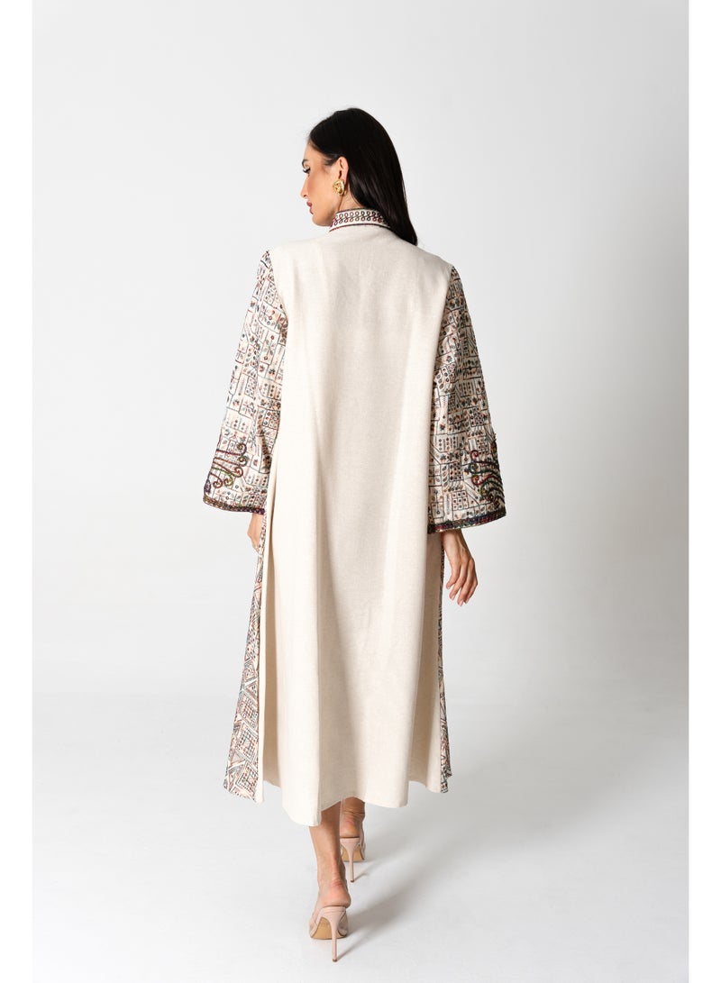 اكسا جلابية انيقة كتان مطرزة - Image 4