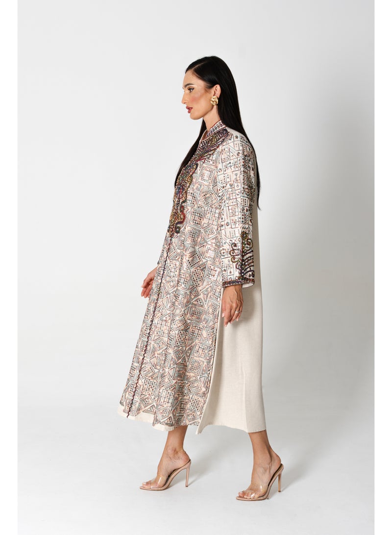 اكسا جلابية انيقة كتان مطرزة - Image 5