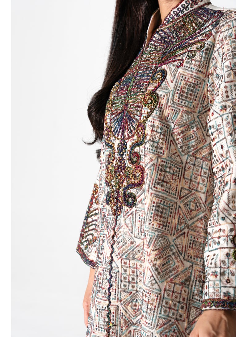 اكسا جلابية انيقة كتان مطرزة - Image 2