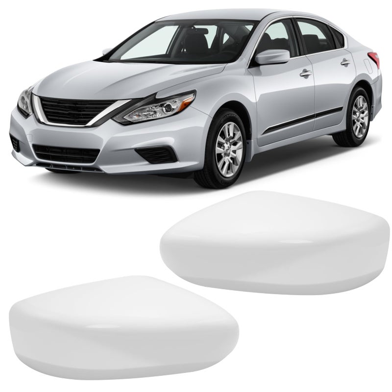 Moonlinks Compatible with Nissan Altima 2013 2014 2015 2016 2017 2018 Side Mirror Cover Replacement White Mirror Cap Trim Without Turn Signal Light for LH RH Side 1 Pair