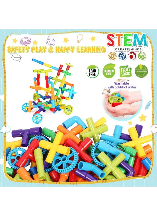EP EXERCISE N PLAY STEM Toy Pipe Tube Building Set for Kids, 175 Pcs Tube Locks Construction Building Blocks Set with Baseplate, Educational Learning Pipe Interlocking Toys Gift for Toddlers Kids Boys Girls Age 3+  - Image 5