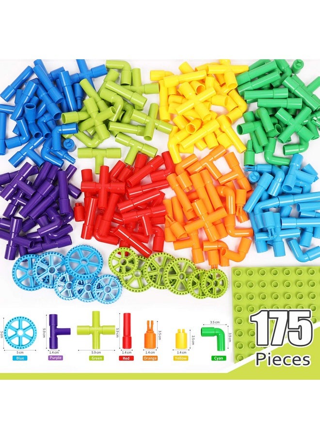 EP EXERCISE N PLAY STEM Toy Pipe Tube Building Set for Kids, 175 Pcs Tube Locks Construction Building Blocks Set with Baseplate, Educational Learning Pipe Interlocking Toys Gift for Toddlers Kids Boys Girls Age 3+  - Image 4
