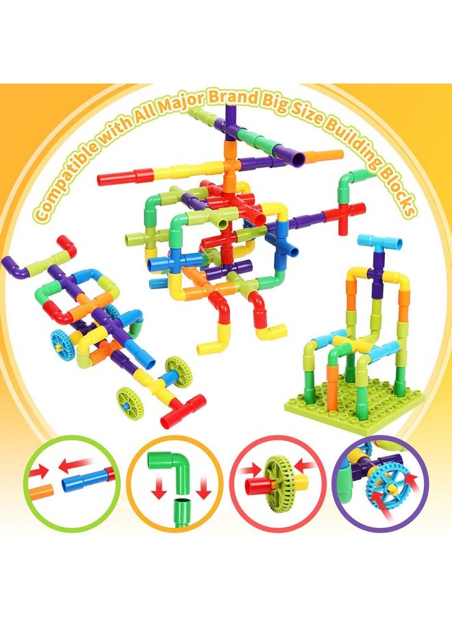 EP EXERCISE N PLAY STEM Toy Pipe Tube Building Set for Kids, 175 Pcs Tube Locks Construction Building Blocks Set with Baseplate, Educational Learning Pipe Interlocking Toys Gift for Toddlers Kids Boys Girls Age 3+  - Image 2