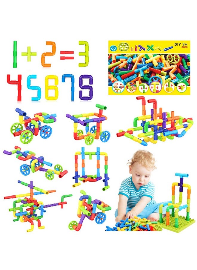 EP EXERCISE N PLAY STEM Toy Pipe Tube Building Set for Kids, 175 Pcs Tube Locks Construction Building Blocks Set with Baseplate, Educational Learning Pipe Interlocking Toys Gift for Toddlers Kids Boys Girls Age 3+  - Image 1