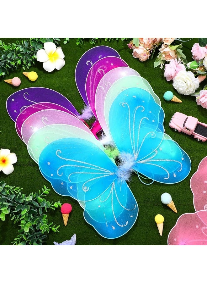 Foaincore 12 Pcs Butterfly Fairy Wings for Girls Dress up Glitter Fairy Costumes for Sparkle Princess Wings Birthday Party Favors (Multicolor) - Image 3