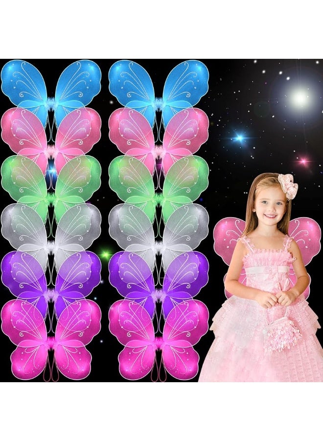 Foaincore 12 Pcs Butterfly Fairy Wings for Girls Dress up Glitter Fairy Costumes for Sparkle Princess Wings Birthday Party Favors (Multicolor) - Image 1