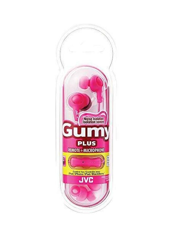 JVC PINK GUMY In ear earbuds with stay fit ear tips and MIC. Wired 3.3ft colored cord cable with headphone jack. Small, medium, and large ear tip earpieces included. JVC GUMY HAFX7MP - Image 2