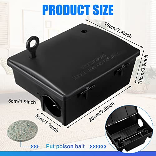 Qualirey 4 Pack Rat Bait Stations Large Rodent with Key Reusable Mouse Stations Mice Blocks Heavy Duty Boxes for Outdoor Rodents Mice Blocks, Bait Not Included, Black (9.8 x 7.5 x 3.9 Inches) - Image 2