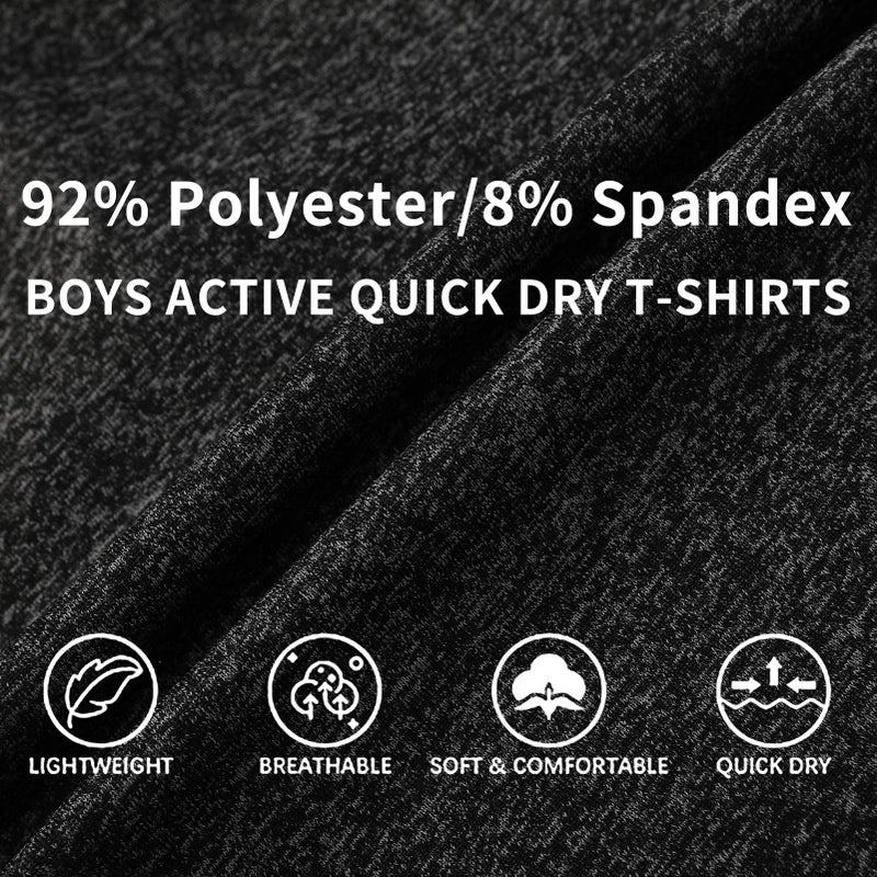 Phedrew 5-Pack Boys Athletic Quick Dry T-Shirts Youth Activewear Short Sleeve Topsï¼ˆ5-18 Yearsï¼‰ - Image 3