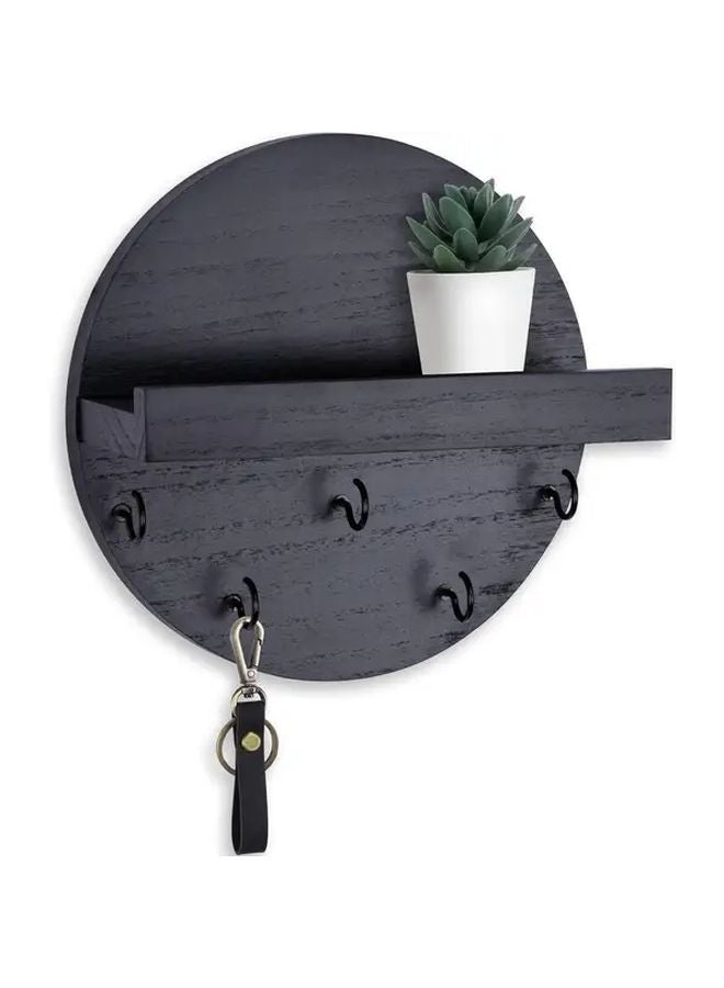 حامل مفاتيح من الخشب الأسود مع 5 خطاطيف لتثبيت المفاتيح ومنظم البريد - Image 1