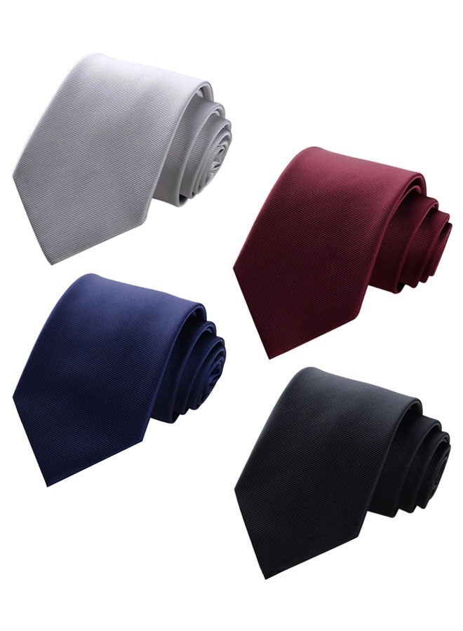 HAWAWA 4pcs Men's Ties Solid Color Formal Mens Neckties 8cm for Business and Wedding Color Assorted - Image 1