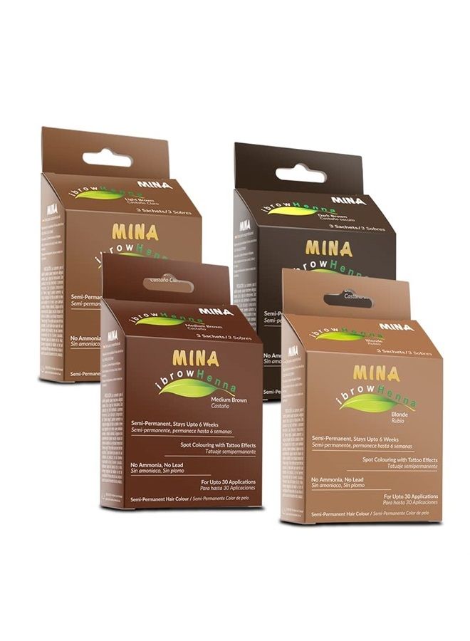 MinaiBrow Mina ibrow Hair Color|Long Lasting Natural Spot coloring and Hair Tinting Powder, Water and Smudge Proof | No Ammonia, No Lead with 100% Gray Coverage |Vegan and Cruelty free| Pack of 4 - Image 1