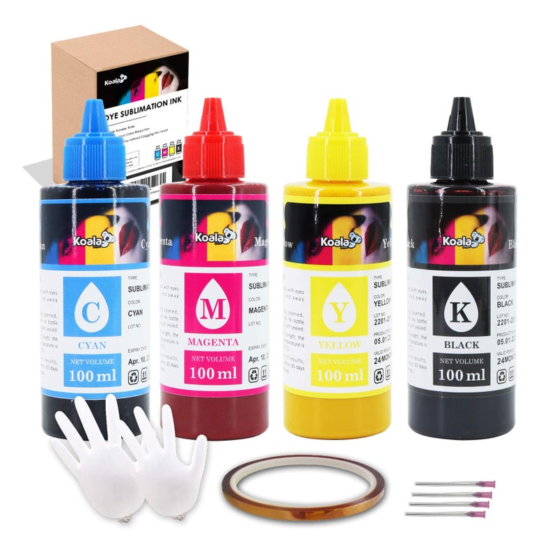 KOALA PAPER Koala Sublimation Ink Refill Bottle Compatible with ET2720 ET2760 ET2800 ET2803 ET2850 ET3760 WF7710 WF7720 C68 C88 for Heat Transfer on Mugs Polyester Shirts Mat etc