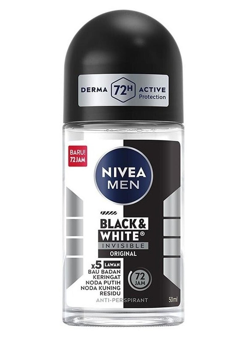 نيفيا رول اون مضاد للتعرق للرجال من نيفيا، حماية غير مرئية باللونين الأبيض والأسود، 50 مل - Image 1