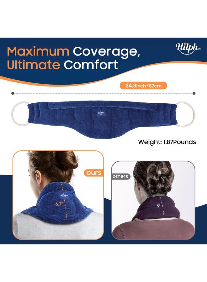 Hilph Extra Large Microwavable Heating Pad for Neck Pain, Removable Heated Neck Wrap Warmer with Moist Heat for Sore Neck, Arthritis, Muscle Pain or Cramps, Stress Relief, Weighted Bag - Image 3