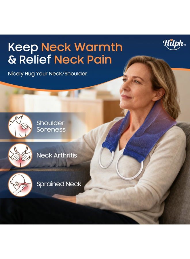 Hilph Extra Large Microwavable Heating Pad for Neck Pain, Removable Heated Neck Wrap Warmer with Moist Heat for Sore Neck, Arthritis, Muscle Pain or Cramps, Stress Relief, Weighted Bag - Image 2
