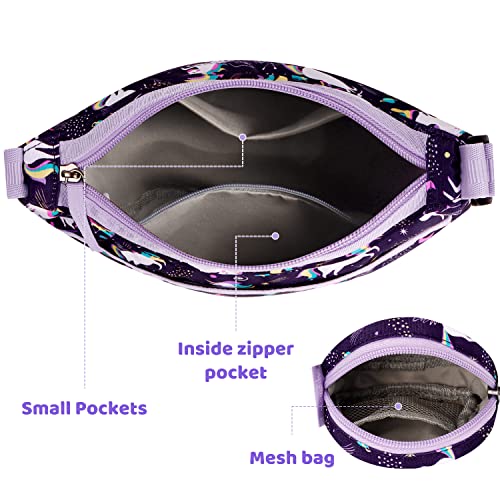 Choco Mocha Girls Purse, Kids Purse for Girls 4-6 6-8 8-10 10-12 Girl Pocketbooks Crossbody Purses with Matching Coin Wallet, Unicorn Purple - Image 5