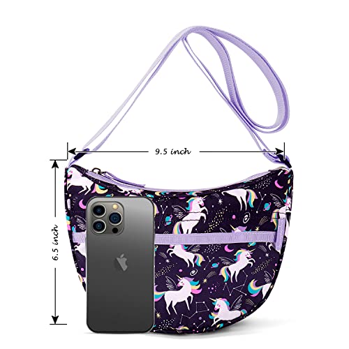 Choco Mocha Girls Purse, Kids Purse for Girls 4-6 6-8 8-10 10-12 Girl Pocketbooks Crossbody Purses with Matching Coin Wallet, Unicorn Purple - Image 4