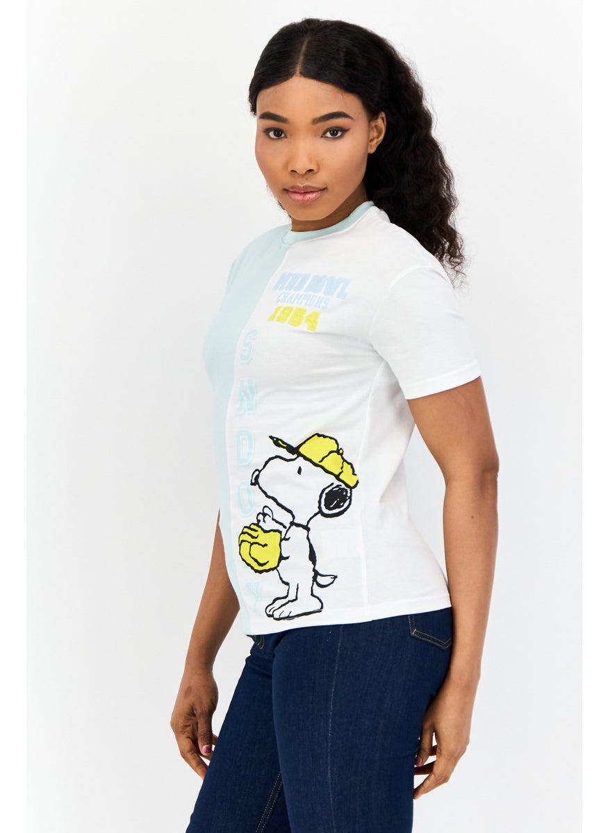 Peanuts Women Crew Neck Short Sleeves Embroidered T-Shirt, Multicolor  - Image 2