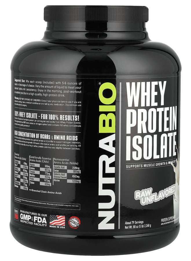 NutraBio بروتين مصل اللبن المعزول غير المنكه 5 رطل (2268 جرام) - Image 2