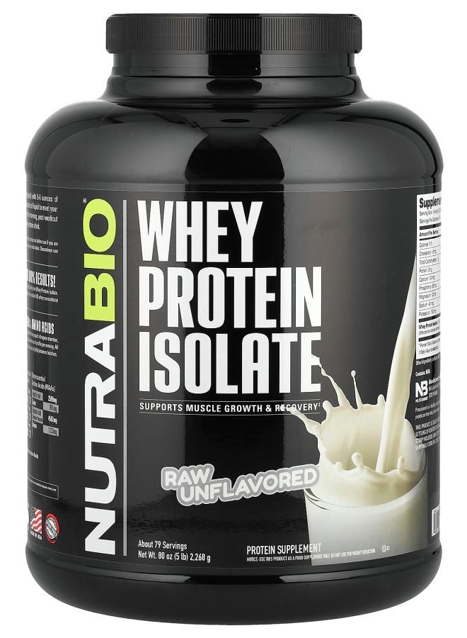 NutraBio بروتين مصل اللبن المعزول غير المنكه 5 رطل (2268 جرام) - Image 1