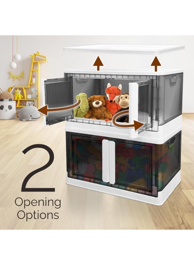 دي بلو خزانة تخزين بلاستيكية قابلة للطي بثلاثة أرفف: منظم متعدد الاستخدامات، واسع، وقابل للتكديس لحلول التخزين المنزلية والمكتبية - Image 5