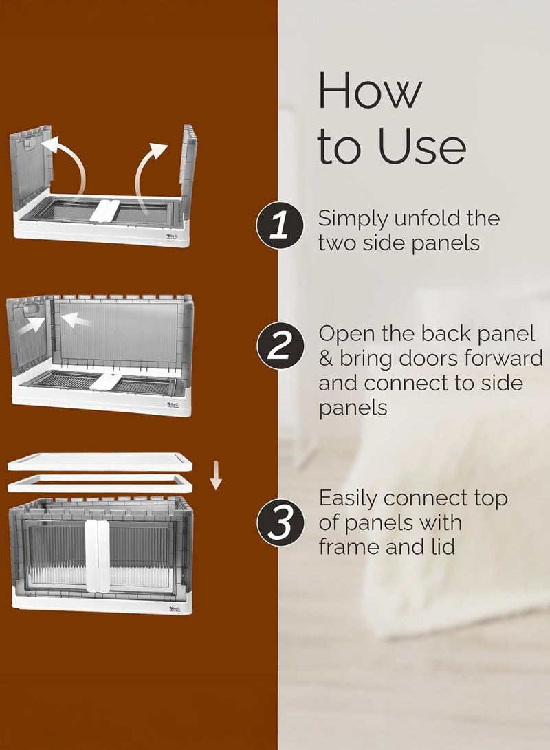 دي بلو خزانة تخزين بلاستيكية قابلة للطي بثلاثة أرفف: منظم متعدد الاستخدامات، واسع، وقابل للتكديس لحلول التخزين المنزلية والمكتبية - Image 4