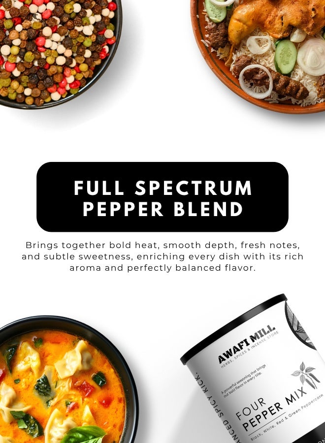 AWAFI MILL Four Pepper Mix - Premium Black, White, Green & Red Peppercorn Blend - 100 g | 3.5 Oz - Image 3
