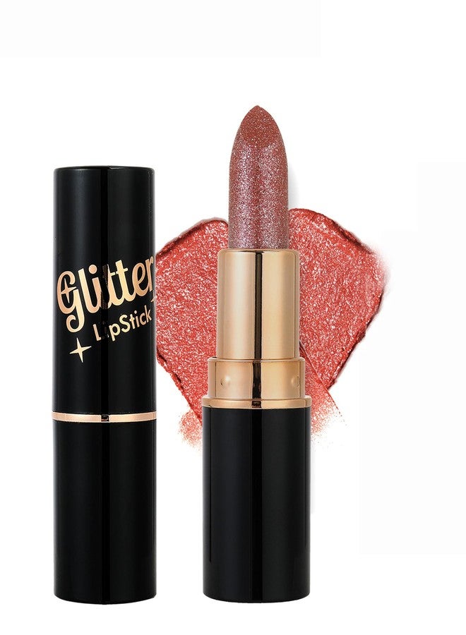 DuaTana Brown Red Metallic Glitter Lipstick Long Lasting, Diamond Nude Shimmer Lip Gloss High Pigmented Matte Lip Stick for Women, Sparkling Shiny Transfer Proof Non Stick Tinted Lip Color Balm Makeup-04 - Image 1