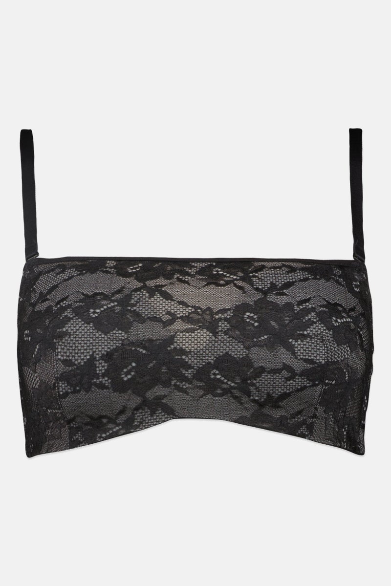 TRIUMPH سوتيان مبطن بنمط زهور للنساء، أسود - Image 2