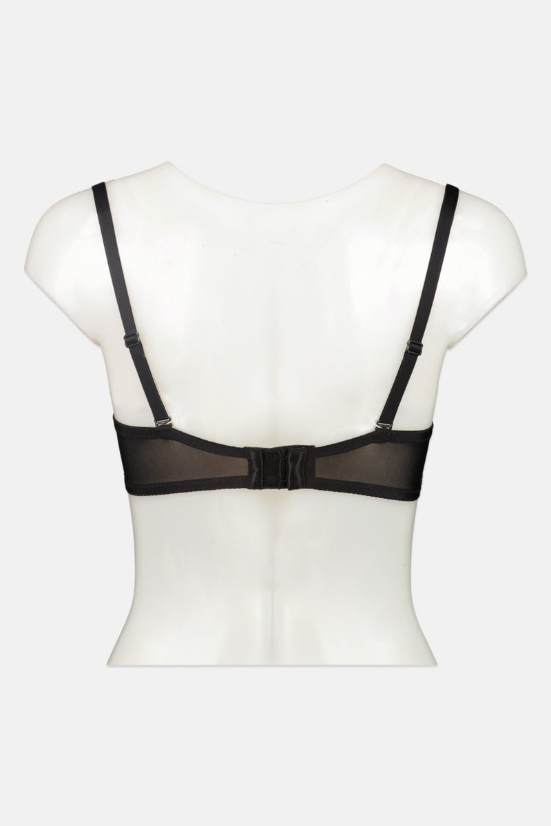 TRIUMPH سوتيان مبطن بنمط زهور للنساء، أسود - Image 3