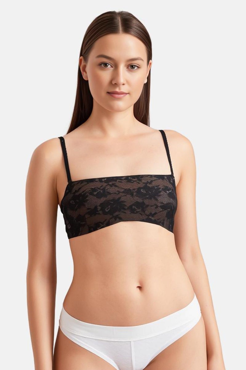 TRIUMPH سوتيان مبطن بنمط زهور للنساء، أسود - Image 1