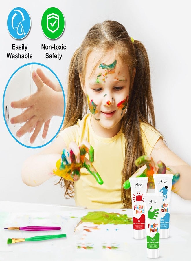 AROIC 27PCS Kids Washable Finger Paint Set, 8 Colors Non Toxic Finger Paints, Finger Paint Paper, Brushes, Sponges, Art Painting Supplies for Toddlers,Finger Painting Supplies for Kids Boys Girls Gifts - Image 5