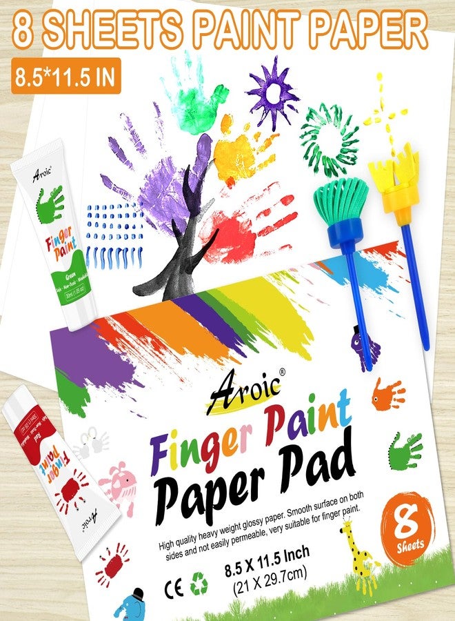 AROIC 27PCS Kids Washable Finger Paint Set, 8 Colors Non Toxic Finger Paints, Finger Paint Paper, Brushes, Sponges, Art Painting Supplies for Toddlers,Finger Painting Supplies for Kids Boys Girls Gifts - Image 4