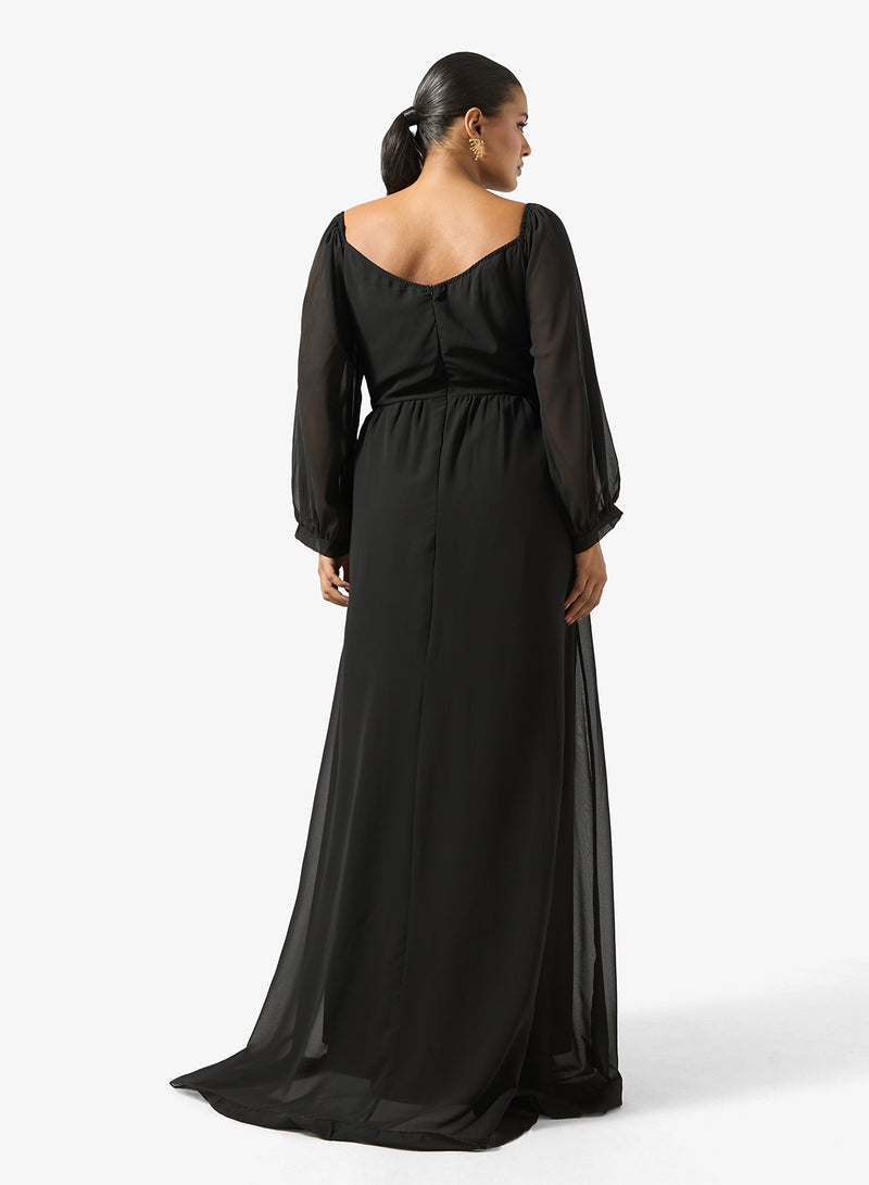Ella Plus Puff Sleeve A-line Dress - Image 2