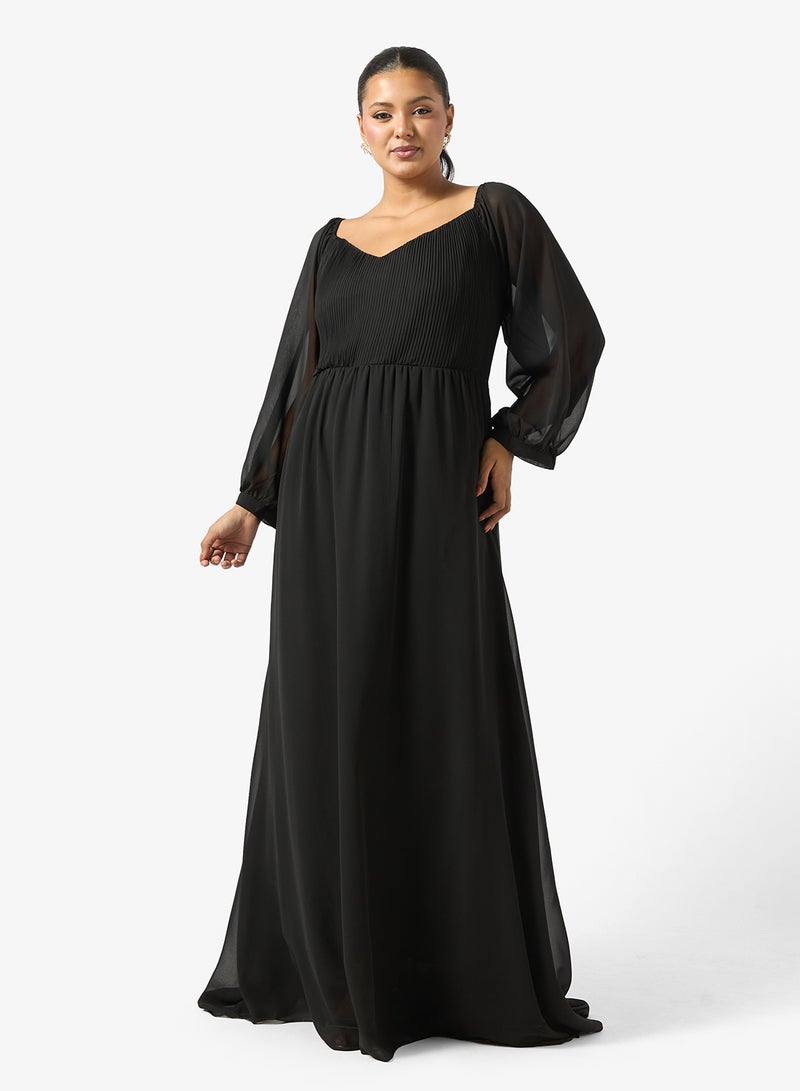 Ella Plus Puff Sleeve A-line Dress - Image 4