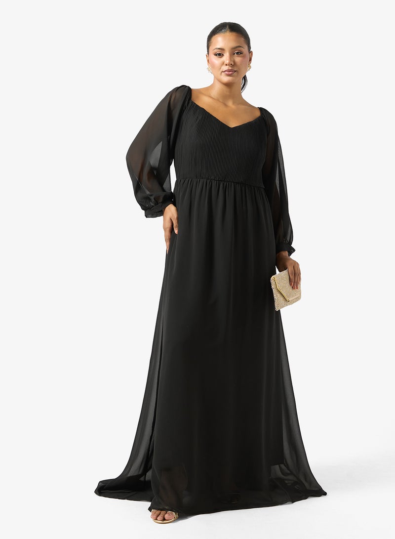 Ella Plus Puff Sleeve A-line Dress - Image 1