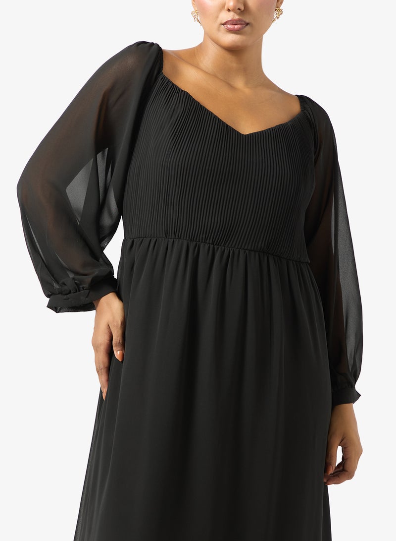 Ella Plus Puff Sleeve A-line Dress - Image 3
