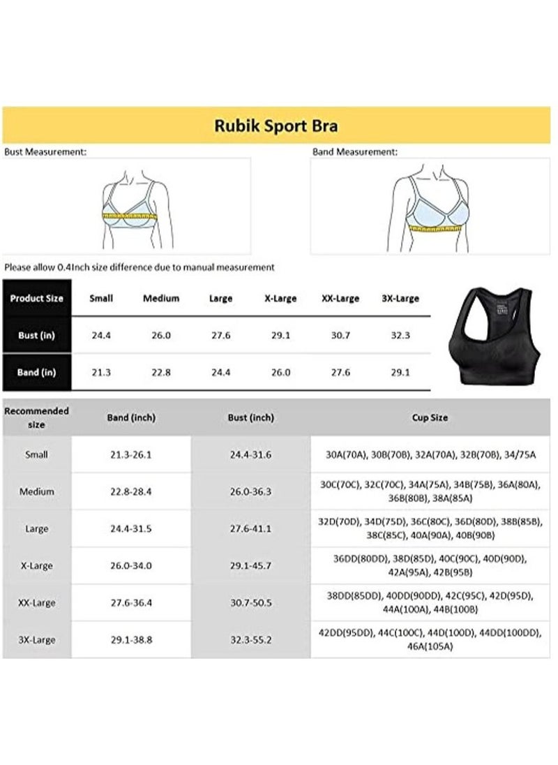 Rubik - Sports Bra for Women, Racerback Shockproof Quick Dry Padded Seamless High Impact Sports Bra For Yoga Gym Training Running Workout Fitness (Grey, Medium) - Image 1