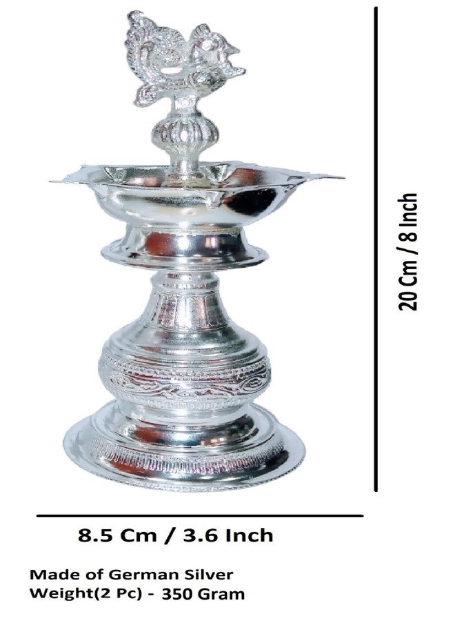 Sigaram 8 Inch Peacock Diya Made by Pure German Silver for Puja K4240 - Image 4