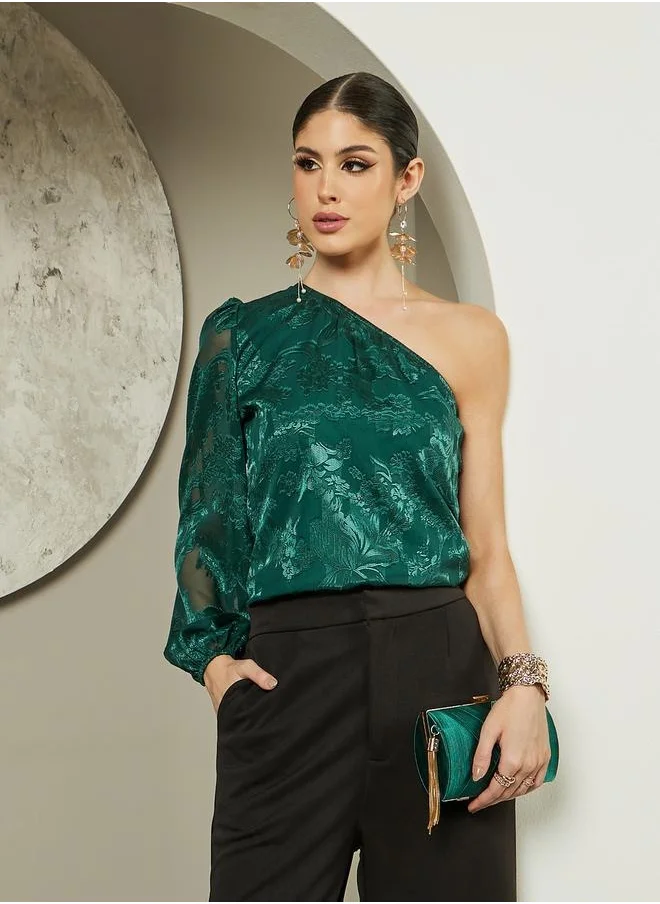 ستايلي One Shoulder Lined Lace Blouse