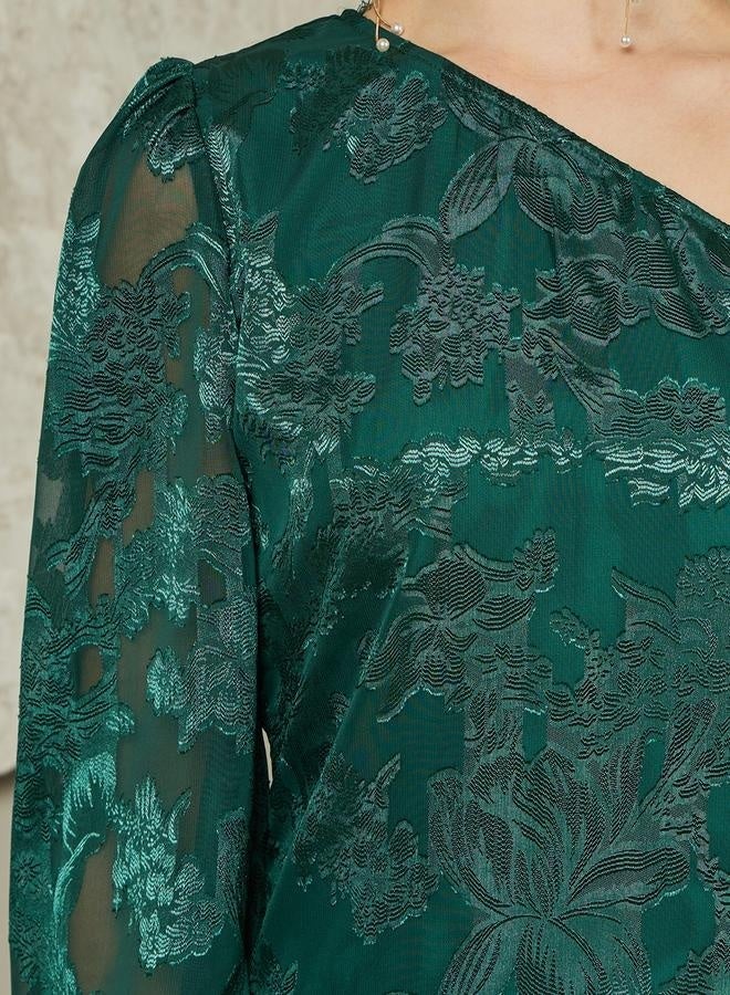Styli One Shoulder Lined Lace Blouse - Image 4