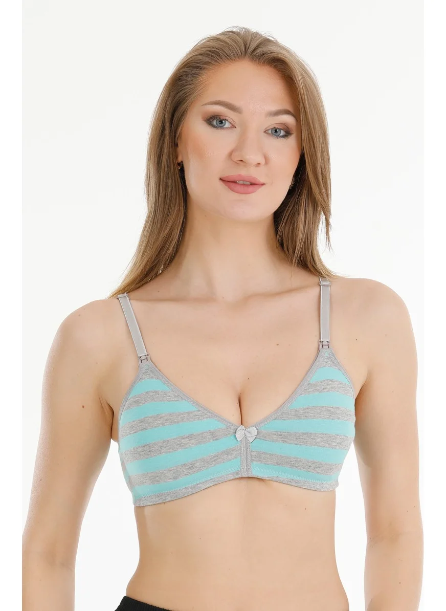 Par Lingerie Cupless Nursing Bra Striped Mint-Grey