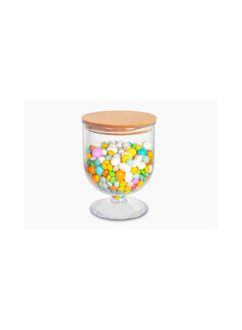 Rounded storage jar with bamboo food storage containers, acrylic cereals canisters for pantry organization and storage containers moisture proof for sugar, coffee, tea , 1.5 Liter