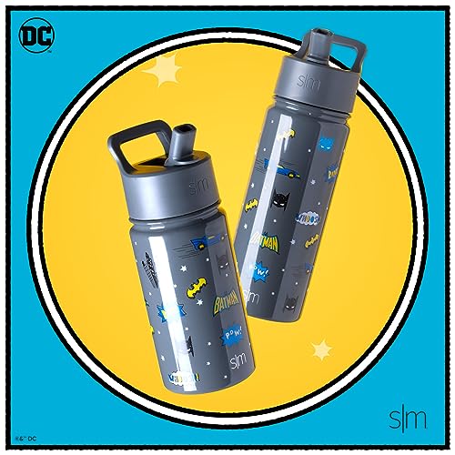 Simple Modern DC Comics Batman Kids Water Bottle with Straw Lid 14oz Insulated Stainless Steel Kids Tumbler Spill Proof Toddler Cup for School Girls Boys Summit Batman POW - Image 3