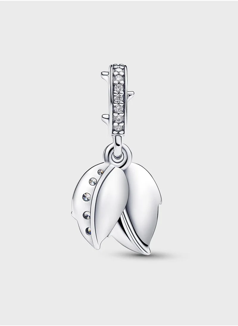 باندورا White Rose In Bloom Double Dangle Charm