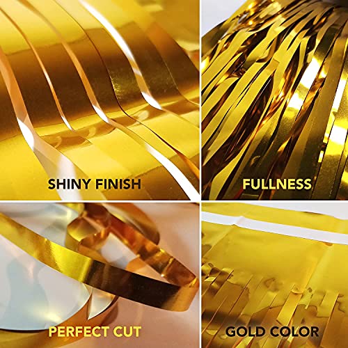 flavouredlove Foil Fringe Curtain(s) 3x6 Feet for Birthday, Anniversaries, Graduation, Retirement, Baby Shower Decoration (Pack of 3, Gold) - Image 2