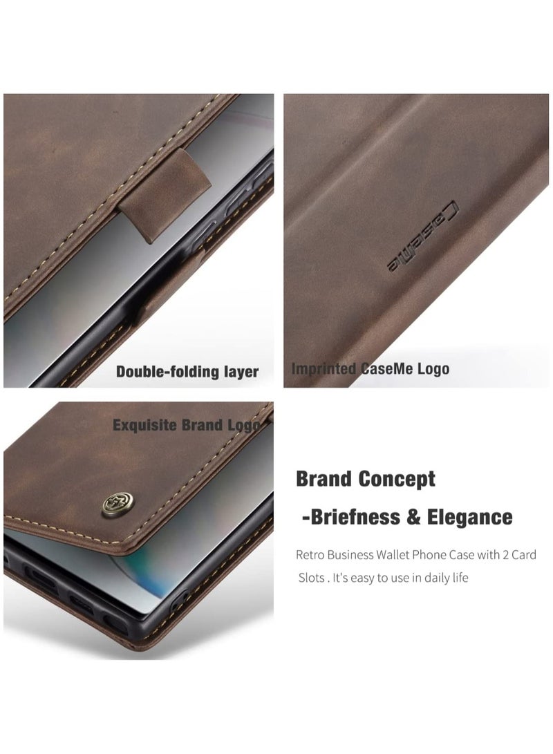 CaseMe Phone Case Luxury PU Leather Design 013 Flip Cover Card Slot Holder Cover For Samsung Galaxy Note 10 Lite (Coffe) - Image 2