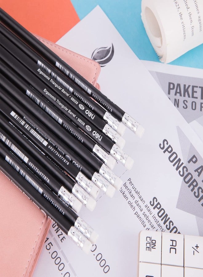 Deli Intense Black Writing Drawing Sketching Graphite Pencil with Eraser for Design and Drafting (Black, 12 Piece) - Image 2